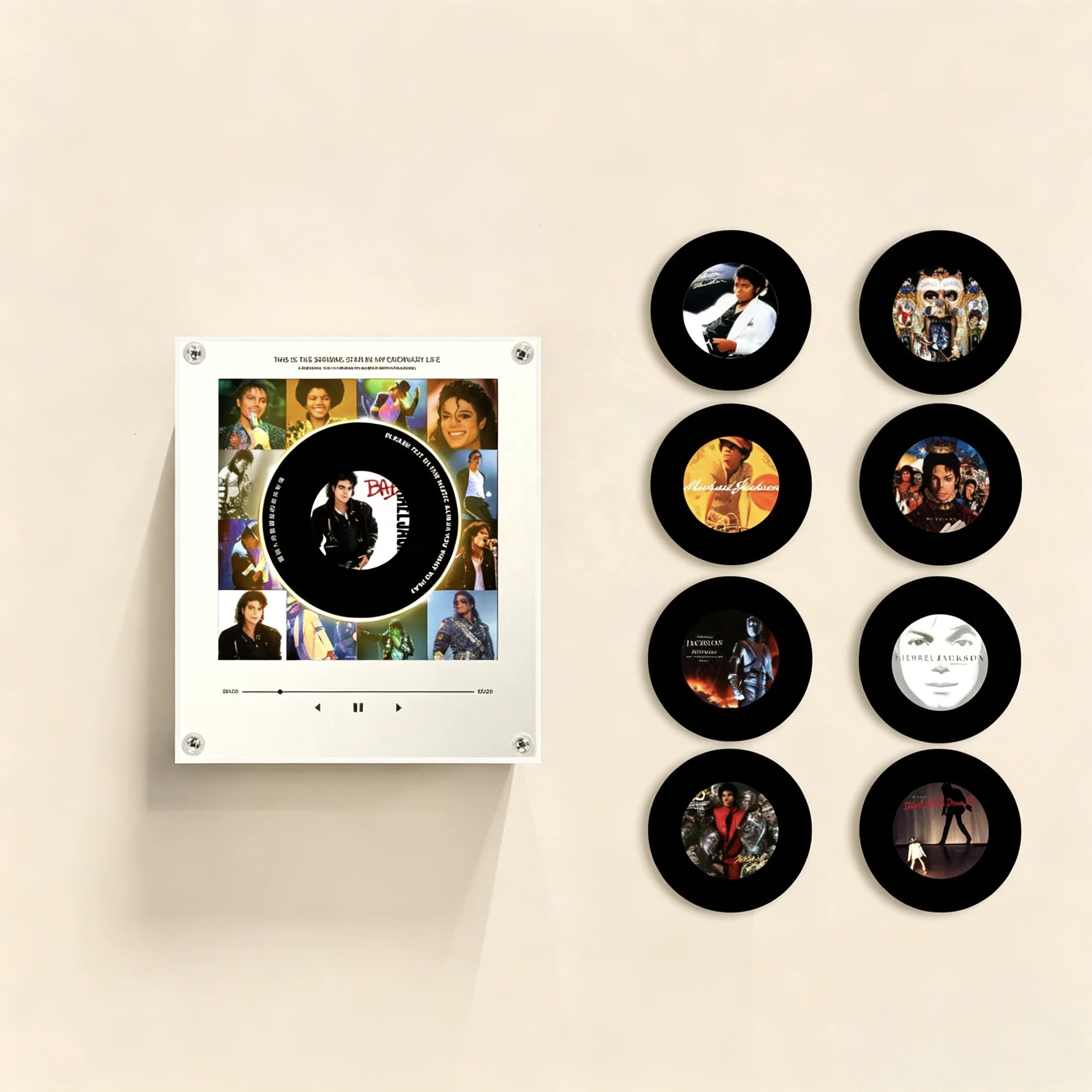 Michael Jackson Album Rotating NFC Music Fridge Magnet Set Auto Play Vinyl Record Refrigerator Magnet Fan Collectible Gift
