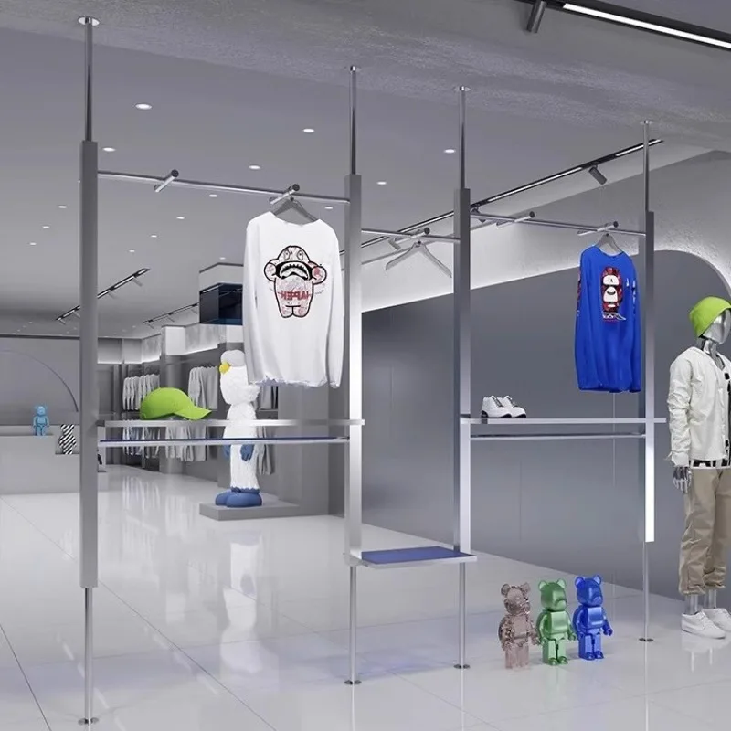 Men's clothing store display rack, wall-mounted column hanger