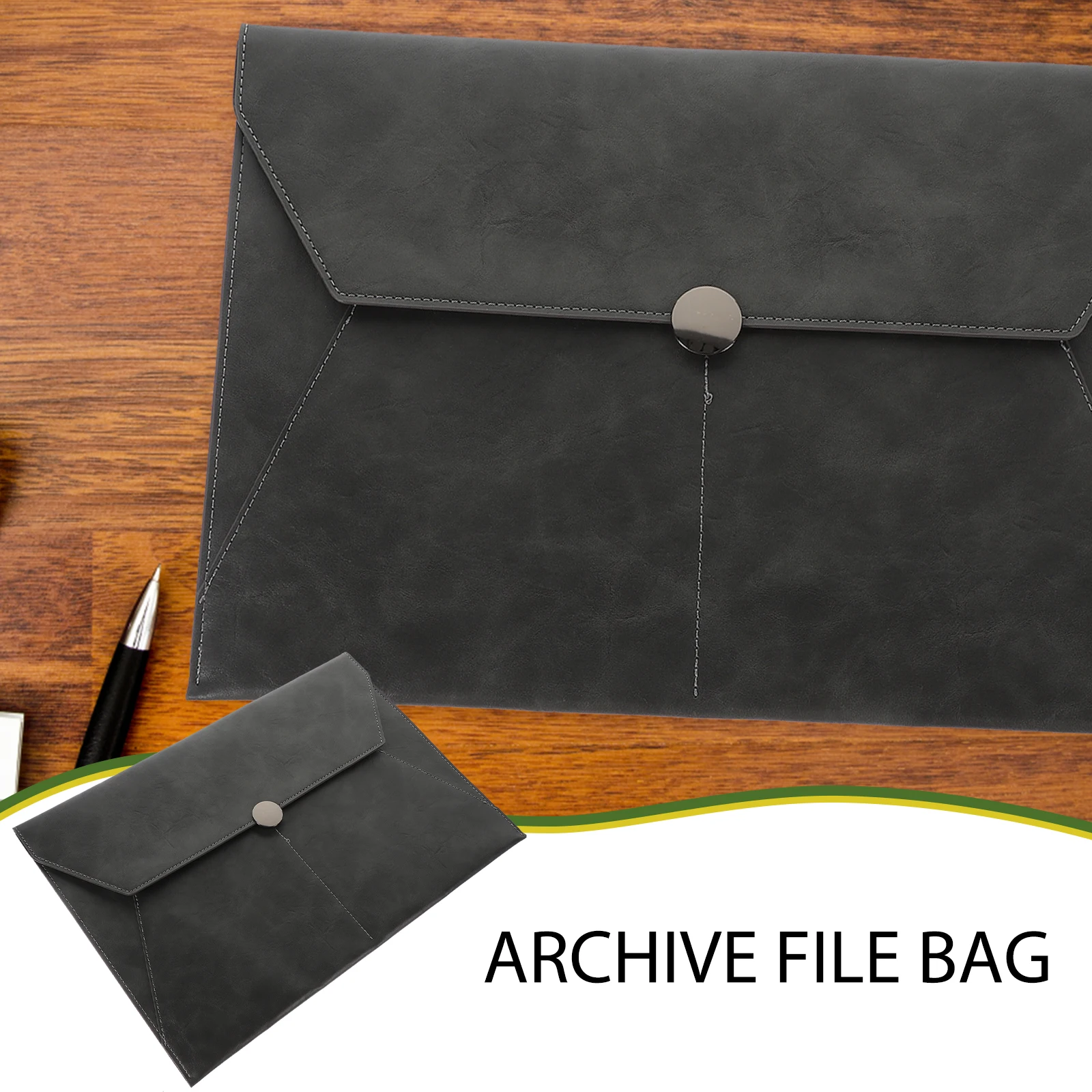 

Business Document Bag A4 File Folder Large Capacity Lightweight Portable Documents Holder Snap Button Office Supplies