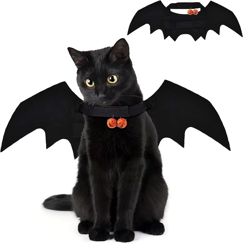 Ailes de chauve-souris noires pour animaux de compagnie, costume SFP, vêtements mignons d'Halloween, cosplay pour chat et chien, fournitures de fête, 1PC