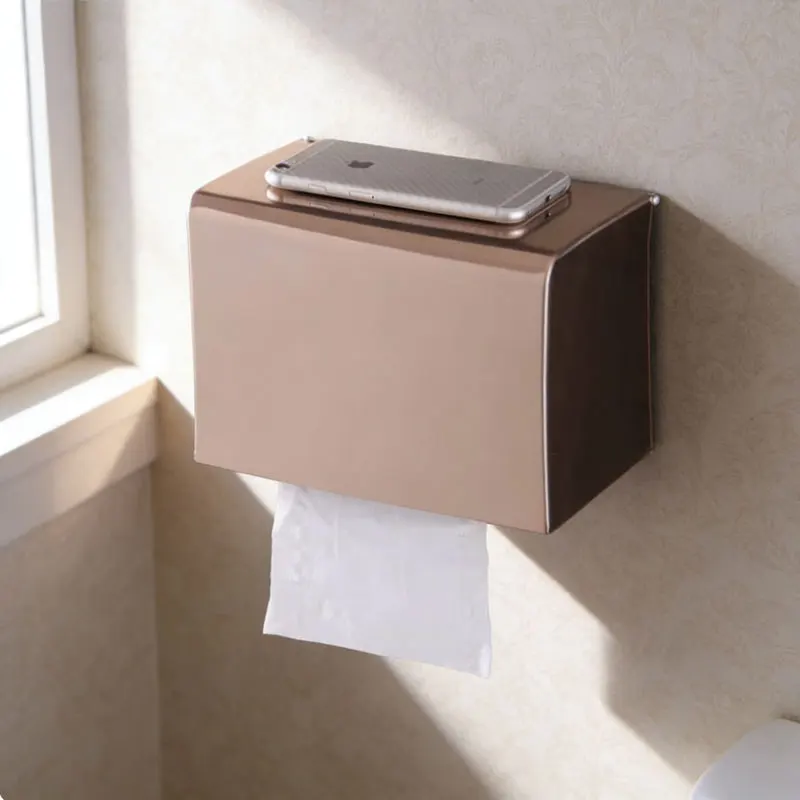 

1pcs Stainless Steel Tissue Box Kitchen Waterproof Toilet Roll Holder Wall Mounted Roll Paper Bathroom Box Toilet Paper Storage