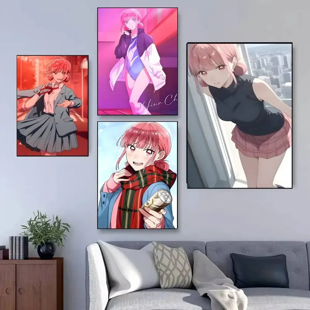 Niebieska Pudełko Anime Plakat Samoprzylepny Wodoodporny Papier Naklejka Dekoracja Ścienna do Kawiarni Baru Pokoju