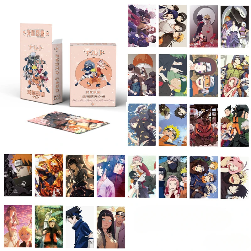 50pcs/Pack NARUTO-themed Game Collection Cards in 57x86mm Box – Laser LOMO Postcards for Movie Fans Photo Card