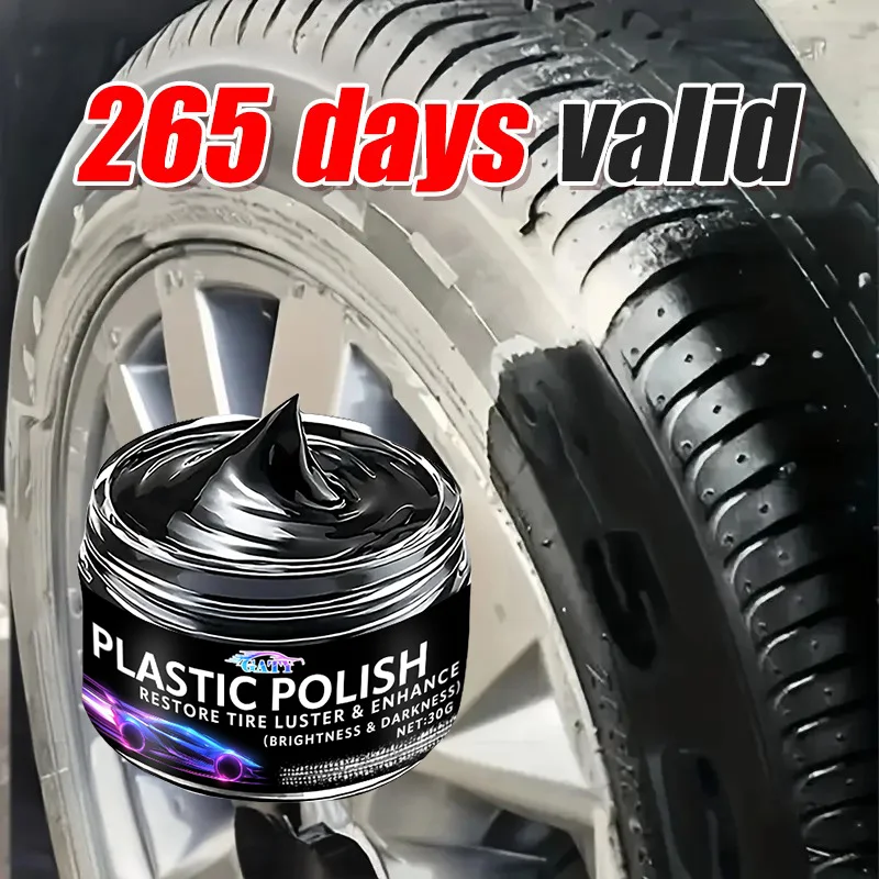 Car Interior Plastic Restorer, Black Rubber Tire & Leather Gloss Cream, Fade Oxidation Repair for Trim, Bumper & Mirror Housing