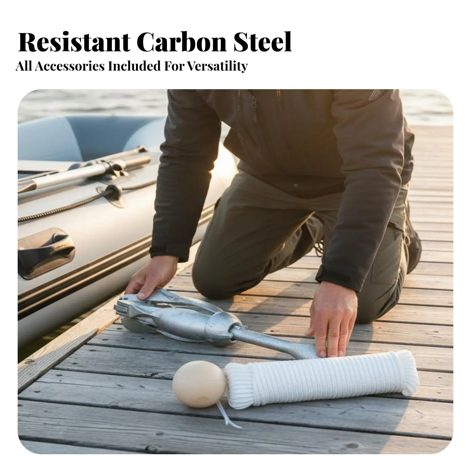 

Galvanized Folding Anchor Anti-Rust Carbon Steel Boat Anchor Resistant Space-Saving Storage for Dinghy Owners, Catch Ing, Sea