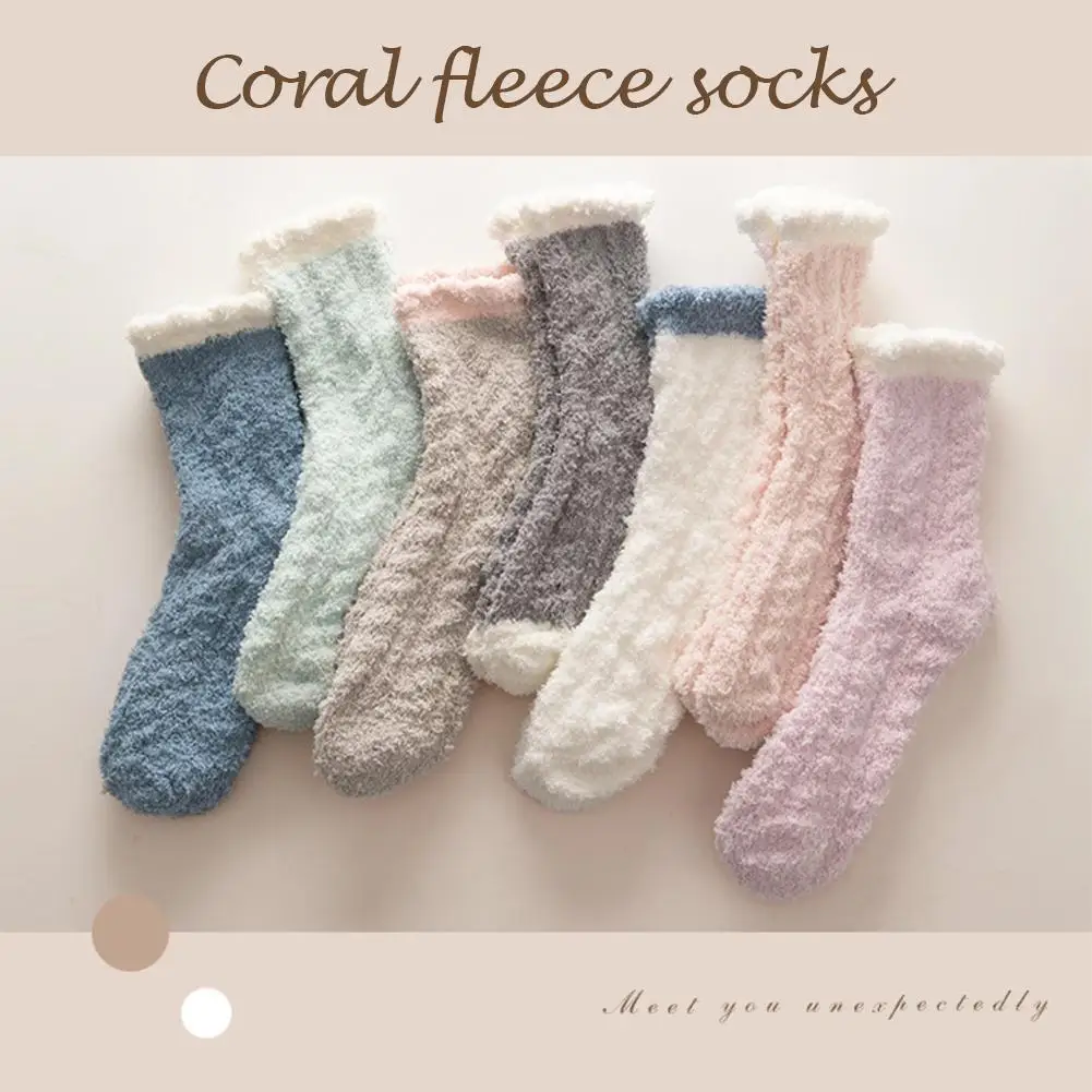 5-paar verdikte koraalfleece sokken voor dames, medium mouw, comfort en warmte, wintersokken, vloersokken
