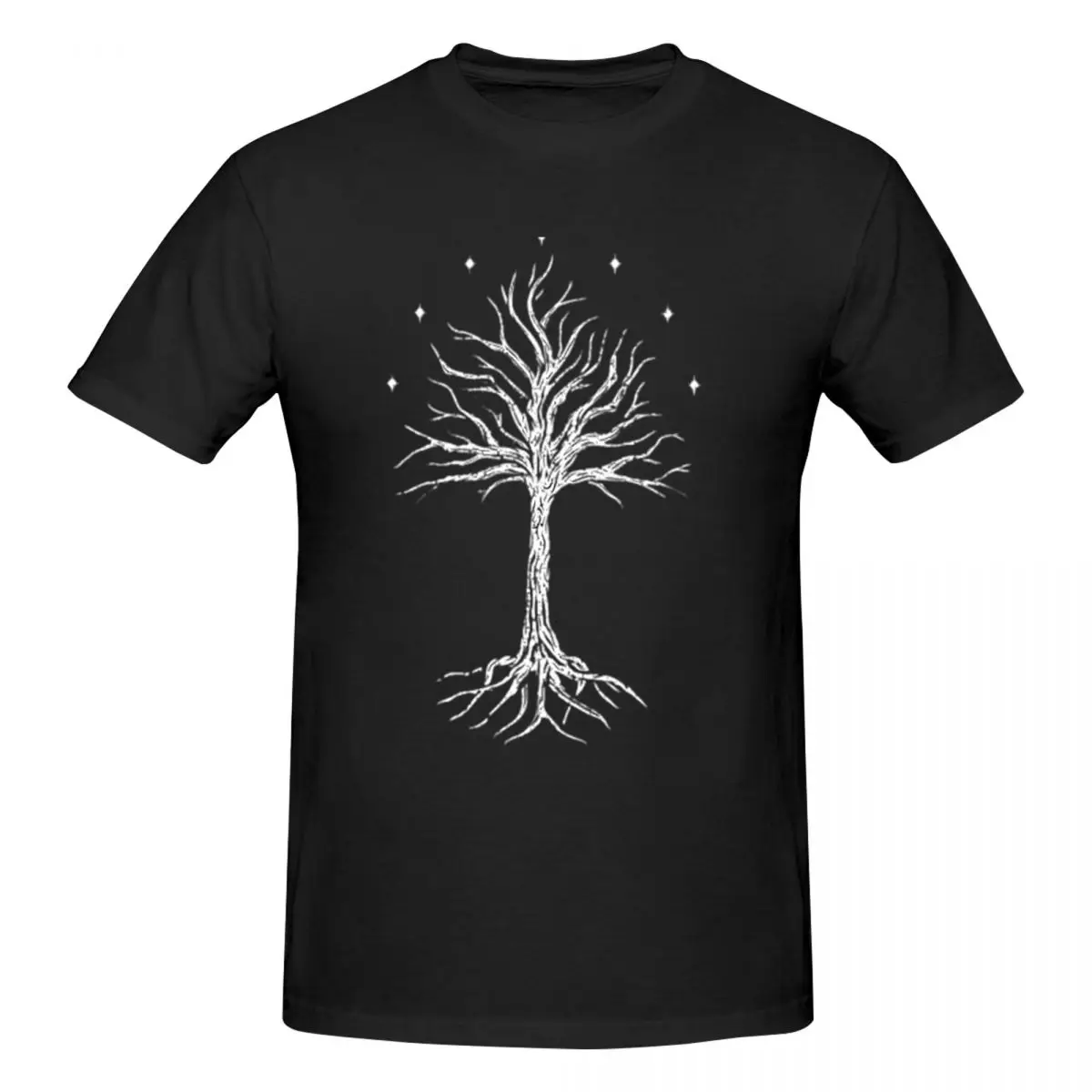 White Tree Of Gondor Men T-Shirt Funny Oversized T Shirts Men's Round Neck Cotton Tees Short Summer Male