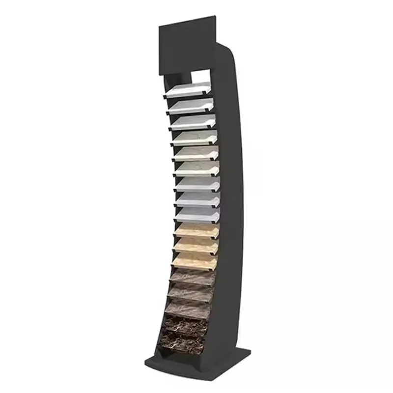 Showroom Retail Customized Modern Metal Artificial Quartz Slab Rock Marble Mosaic Ceramic Stone Floor Display Tile Stand Rack - view 3