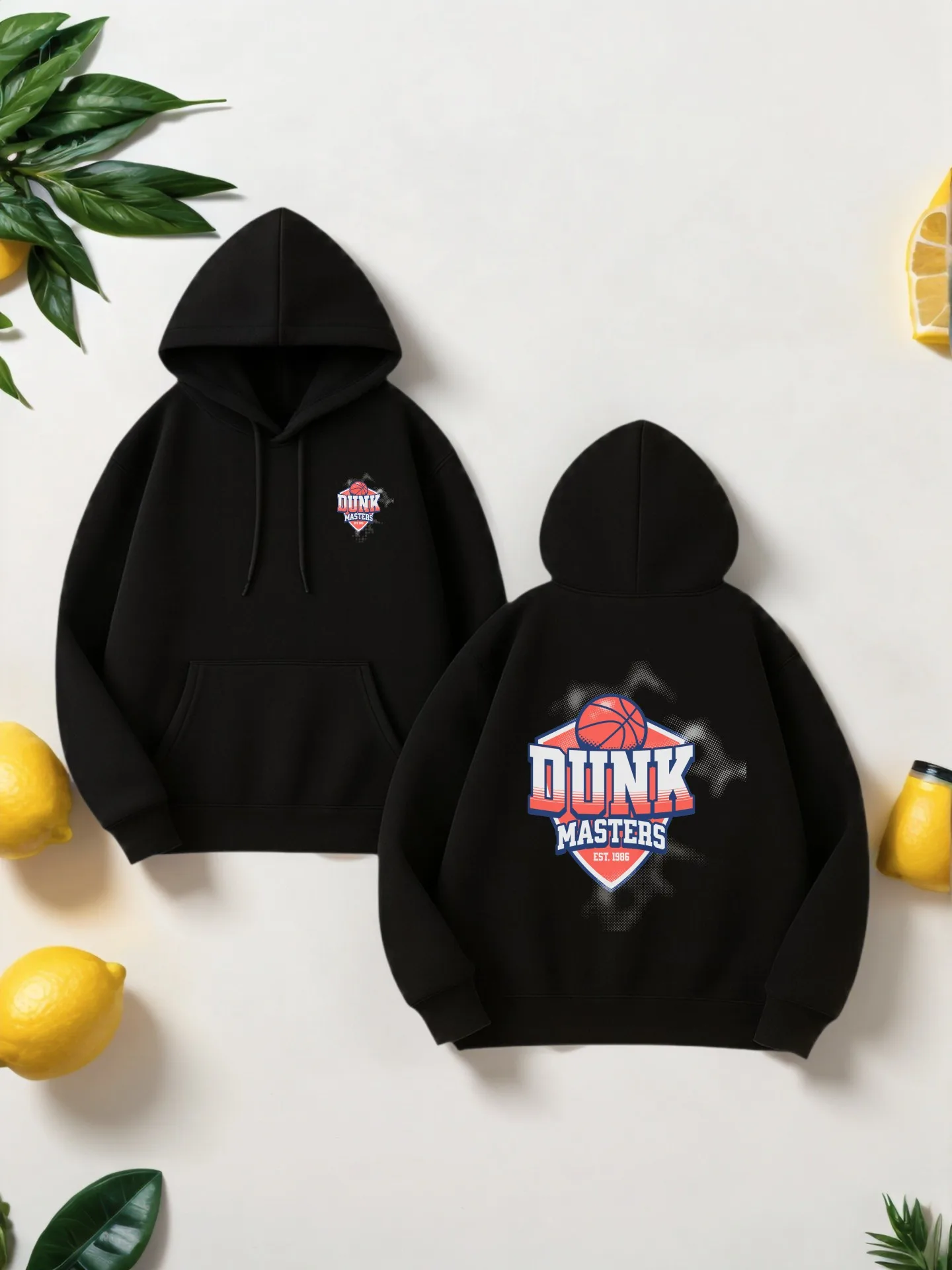 Sudadera con capucha gráfica para hombre, estilo streetwear de gran tamaño, forro polar, con estampado de Dunk Masters, para hombres jóvenes, para uso diario