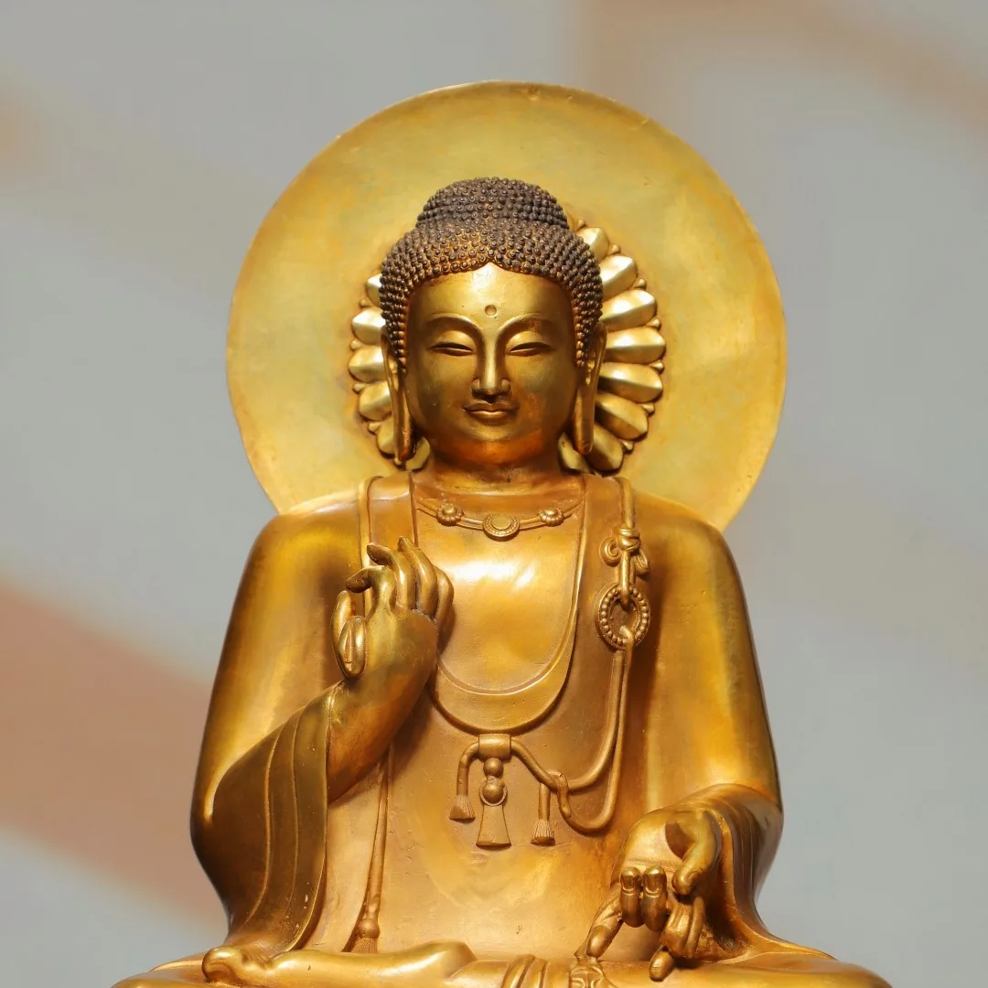 Old Bronze Gilded Cinnabar High Relief UVairocana Buddha backlight Shakyamuni Sitting Buddha Lotus Terrace Amitabha Worship Hall