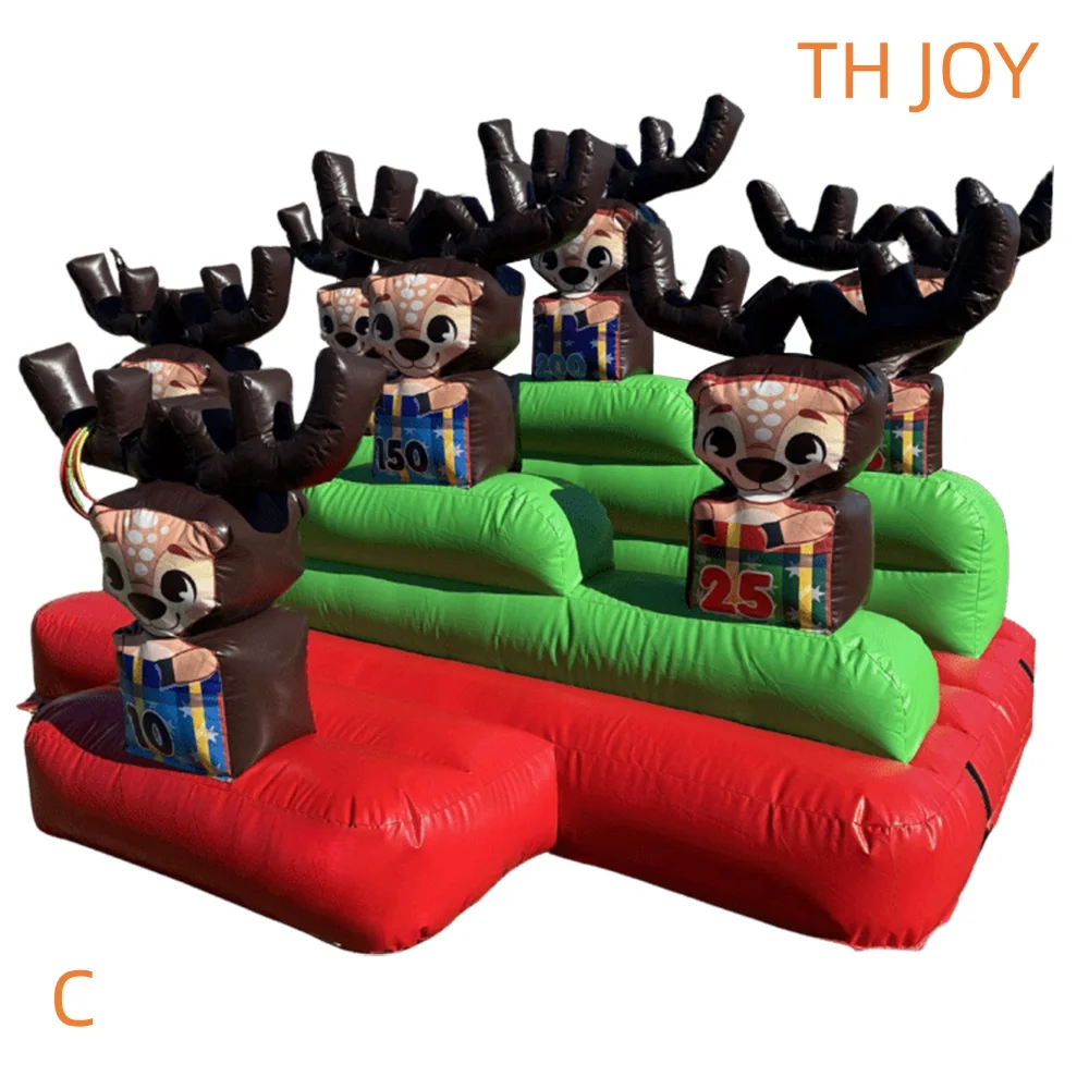 2025 Lustiges Rentier-Ring-Wurf-Ring-Spiel, Weihnachten, aufblasbares Hoop-Wurf-Partyspiel für Kinder und Erwachsene