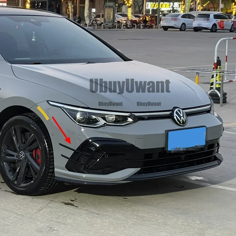 Gloss Black Tuning For VW Golf 8 MK8 GTI R-Line 2020+ Car Front Bumper Side Splitter Spoiler Trim Fog Light Canard Body Kits view 3