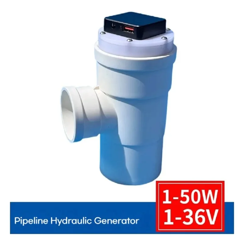 50W Pipe-Type Spiral Hydroelectric Generator, USB/DC Output Portable Water Turbine for Outdoor