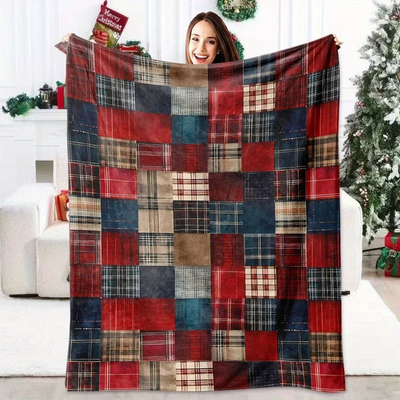 Red Stripe Southwest Ethnic Geometric Throw Blanket,Warm Sofa,Bed Lap Cover,Birthday Bohemian Style Household Gathering Present