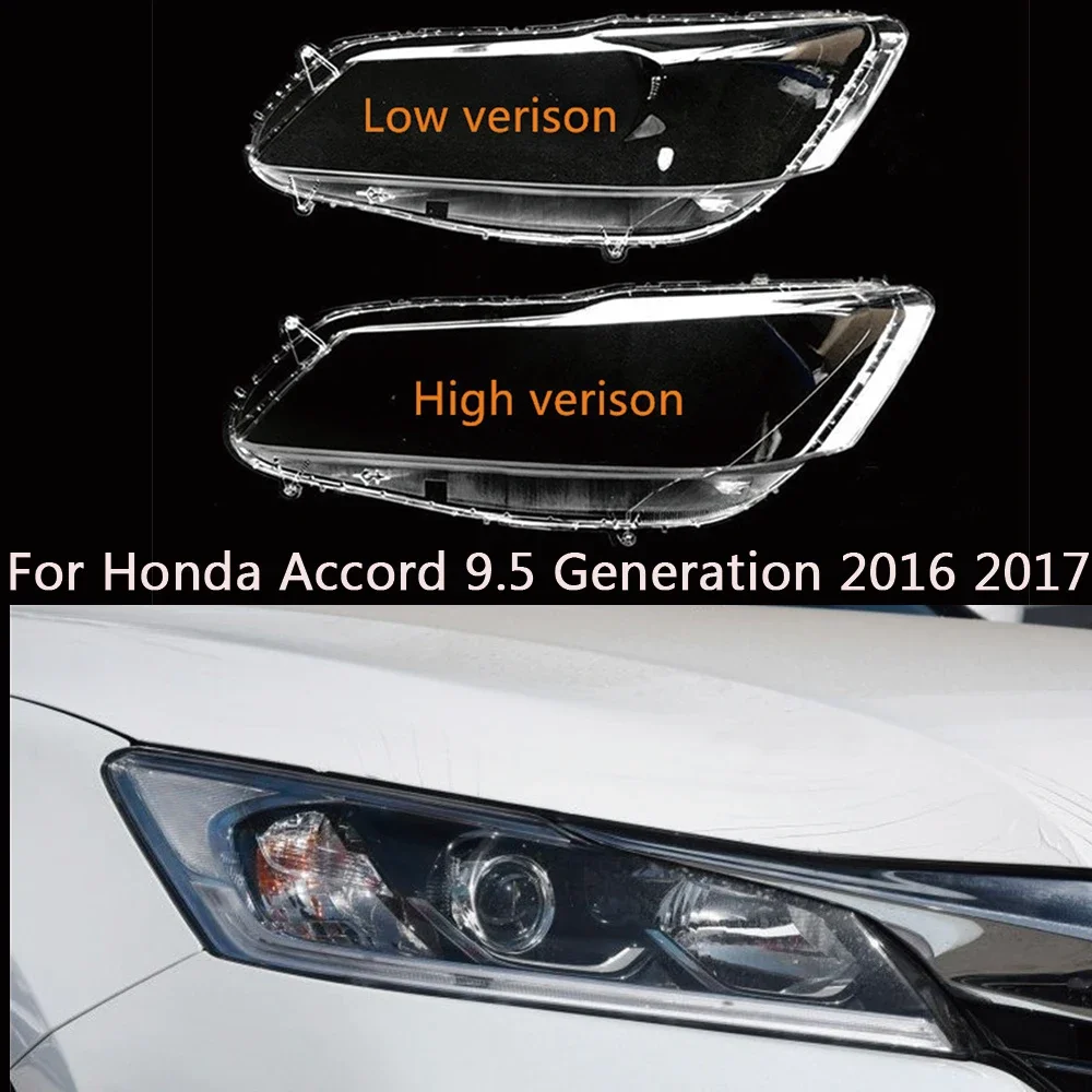 HTTCY  For Honda Accord 9.5 Generation 2016 2017  Car Front Headlight Cover Glass Lamp Caps Lampshade Auto Head Light Lens Shell