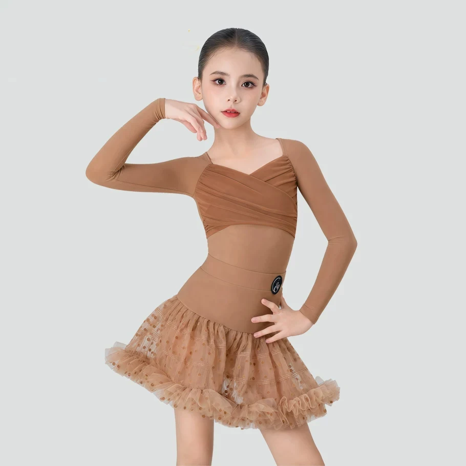 Fashion Girls Latin Dance Dresses Kids Samba Latin Dance Competition Dress Children Ballroom Dance Costumes Stage Wear SL16595