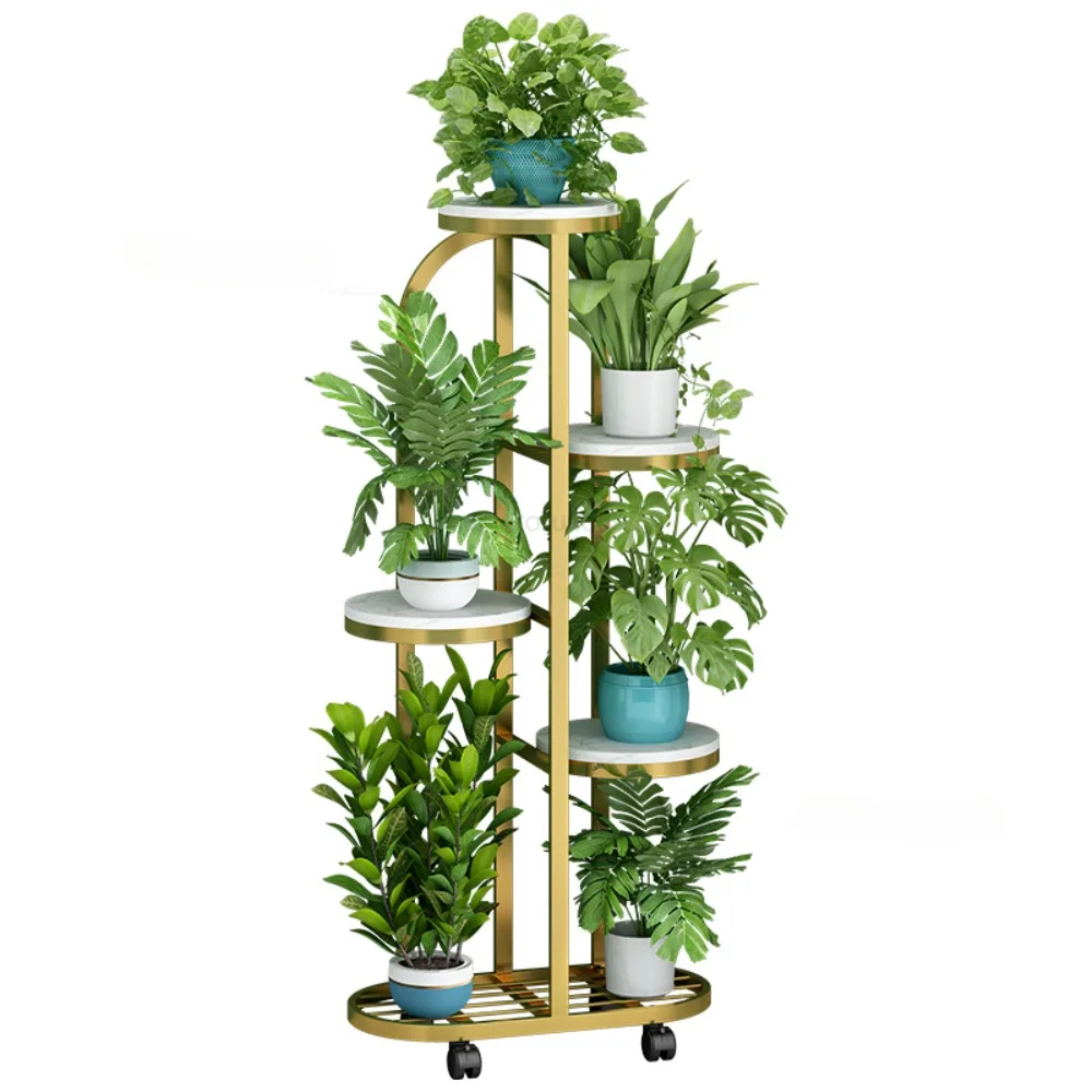 Nordic Wrought Iron Plant Shelves Living Room Floor Multilayer Shelf Furniture Modern Balcony Flowerpot Shelf Decoration A