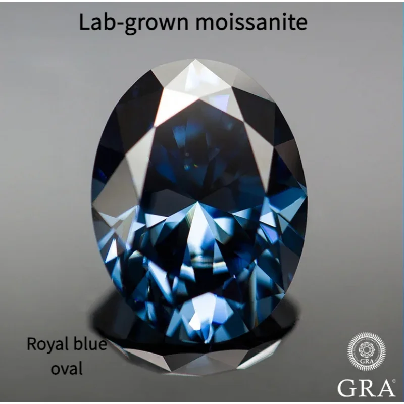 

Royal Blue Moissanite with Certificate Oval Cut 1.0-6.0ct VVS1 GRA Certified Moissanite for Jewelry Setting