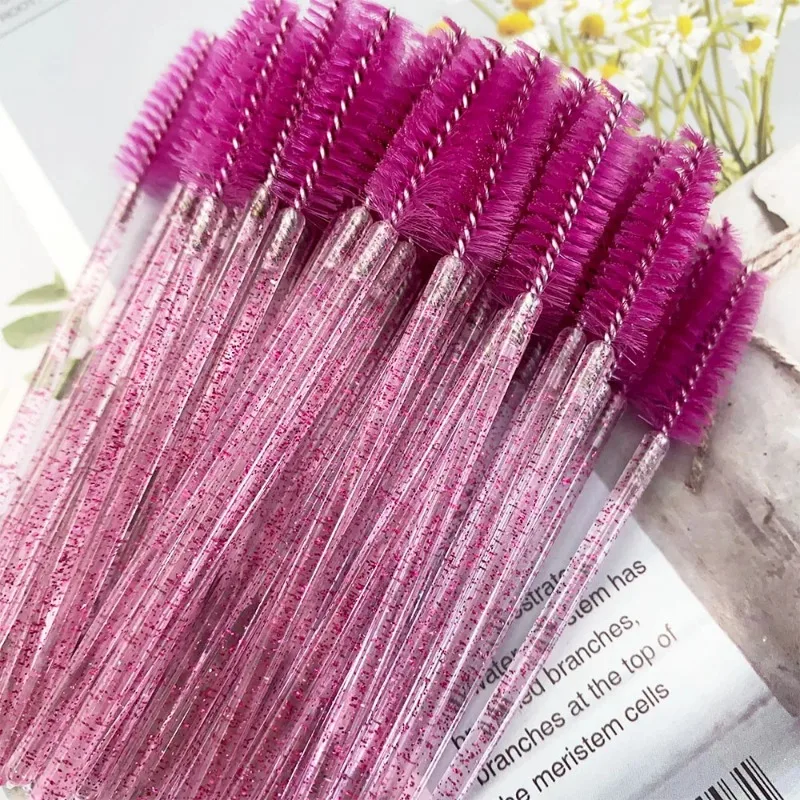 Brosses à cils jetables en cristal, baguettes de Mascara, peigne à paillettes, bobines, Micro applicateurs de maquillage, 50 pièces