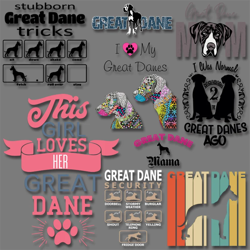 

I love my Great Danes нашивки в виде собак для одежды, термопереводные наклейки для худи