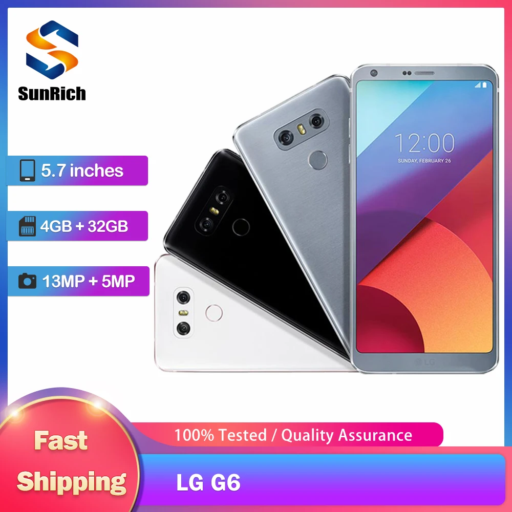Téléphone portable d'origine LG G6 G600 H870 H873 4G 4GB RAM 32GB ROM 5.7 ''double 13MP + 5MP Snapdragon 821 Quad-Core lg g6 Téléphone portable d'origine LG G6 G600 H870 H873 4G 4GB RAM 32GB ROM 5.7 ''double 13MP + 5MP Snapdragon 821 Quad-Core lg g6