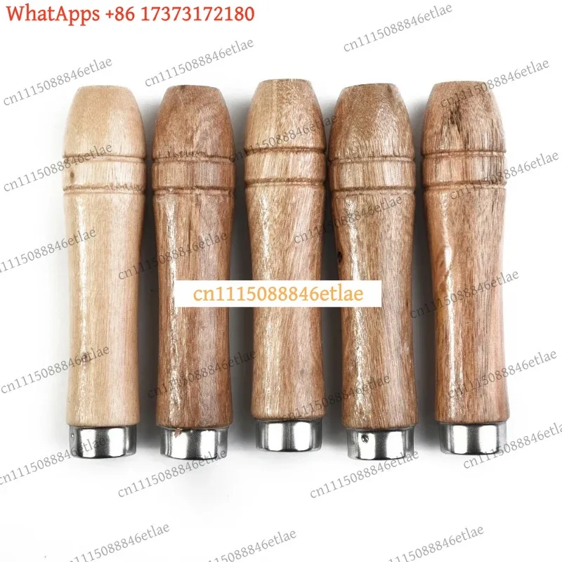 k03 5pc Wooden File Handle Replacement 9cm Strong Metal Collar Wood Rasp Craft Tool Woodworking Polishing Accessories Rust-Proof