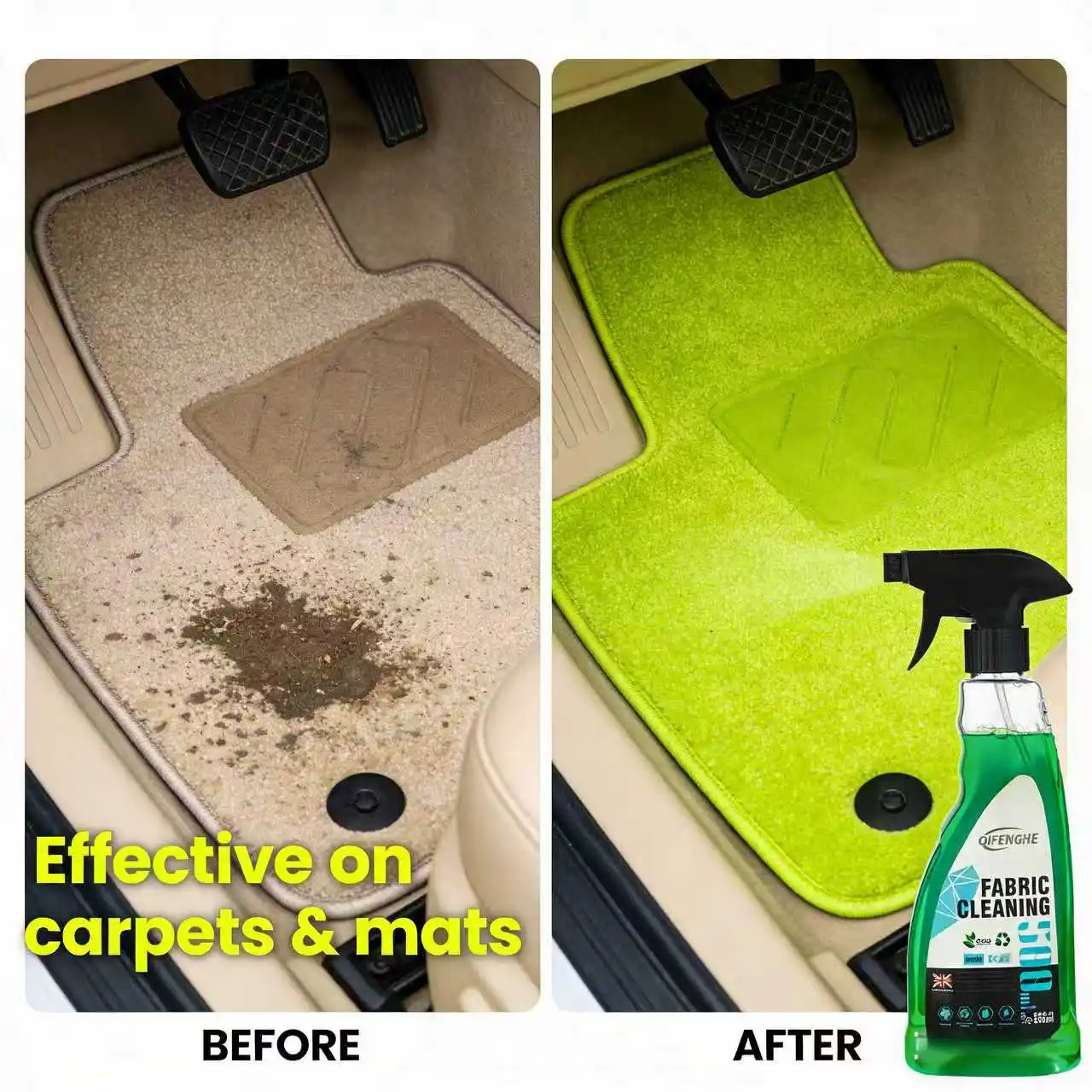 

QIFENGHE Средство для чистки тканей – Экологичное средство для чистки салона автомобиля, британская формула, глубокая очистка сидений, ковров и текстиля