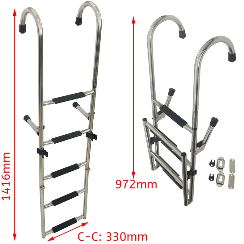 1.41m 5 Step boat accessories marine Under Platform Boat Ladder Stainless Steel Boarding Telescoping Ladder