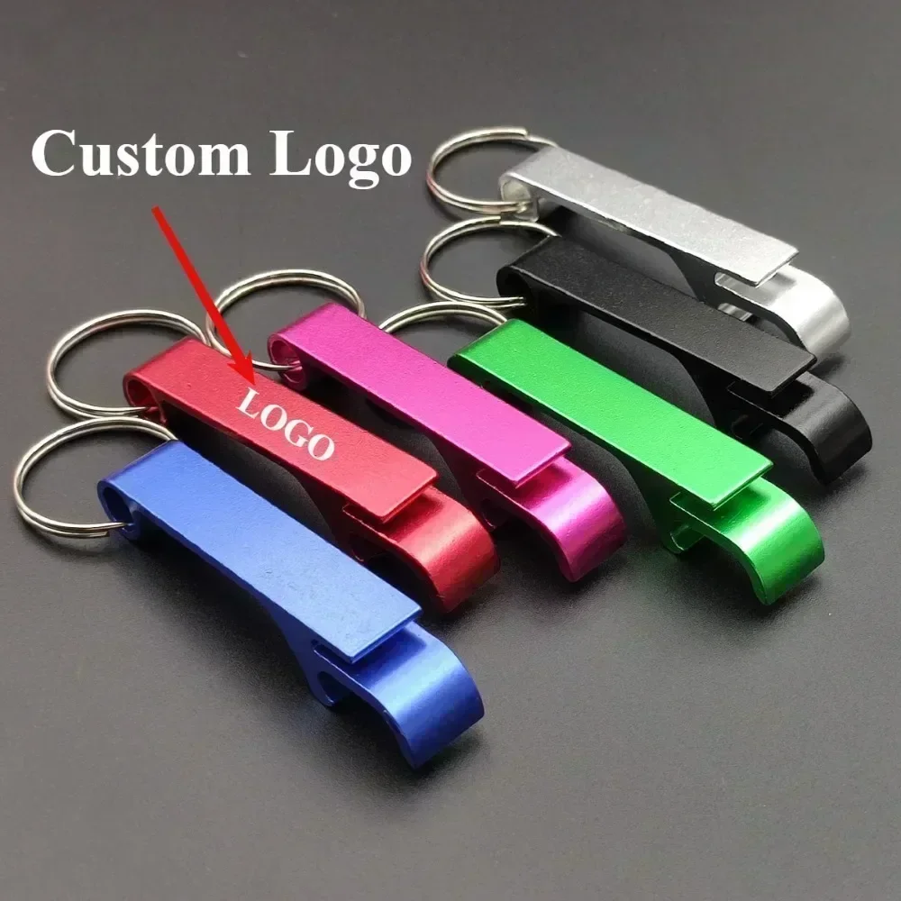 

Beer Bottle Opener Keychain Logo Custom Metal Engraving Name Keyring Key Chain Ring Practical Opening Event Advertising Gifts