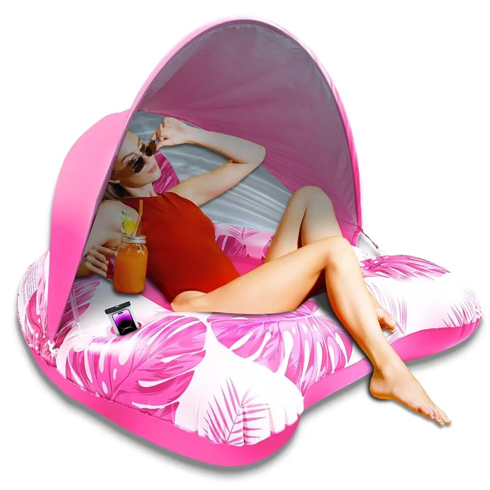 

Xl Pool Floats Chair, Pool Float Adult With Adjustable Canopy Mesh Seat & Backdrest, Pool Floaties For Adults Heavy Duty,