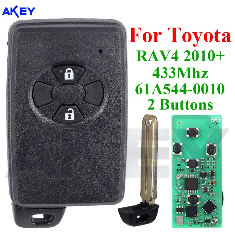 Car Entry Smart Key 2 Buttons Keyless Go 61A544-0010 Auto Remote Control Key ASK 433MHz for Toyota RAV4 2010+ Urban Cruiser