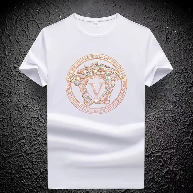 Camiseta de algodón para hombre, diseño lujoso, tendencia de moda, informal, transpirable, cómoda, de verano, de alta calidad, de manga corta