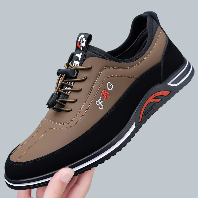 Men's new fashionable and versatile Korean casual shoes with soft soles, anti slip, breathable and comfortable leather shoes