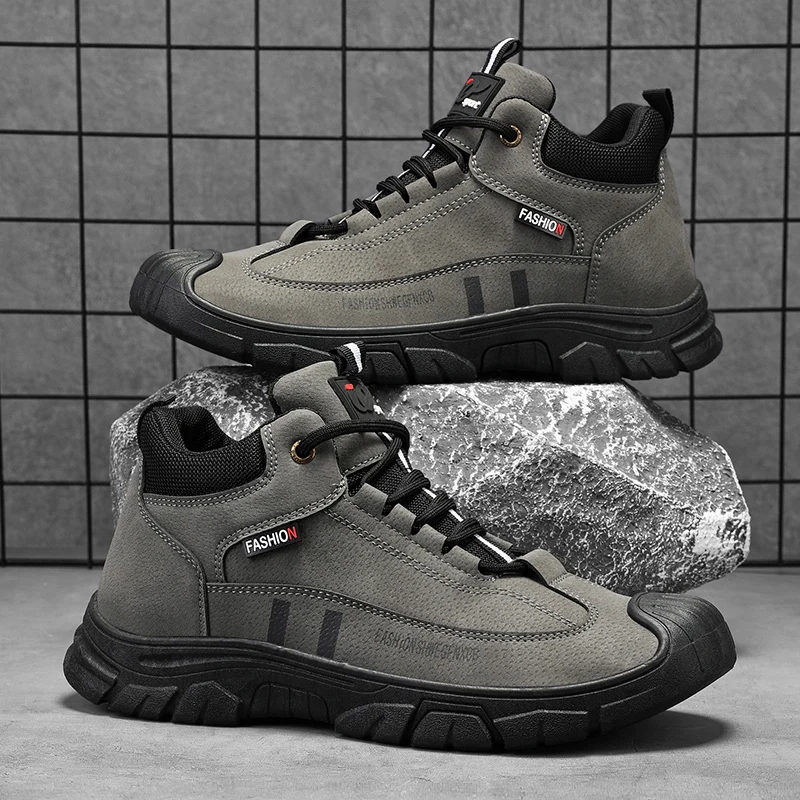 

Мужская повседневная обувь высокого качества, высокие кожаные кроссовки, модная мужская спортивная обувь, удобные короткие ботинки, нескользящая походная обувь