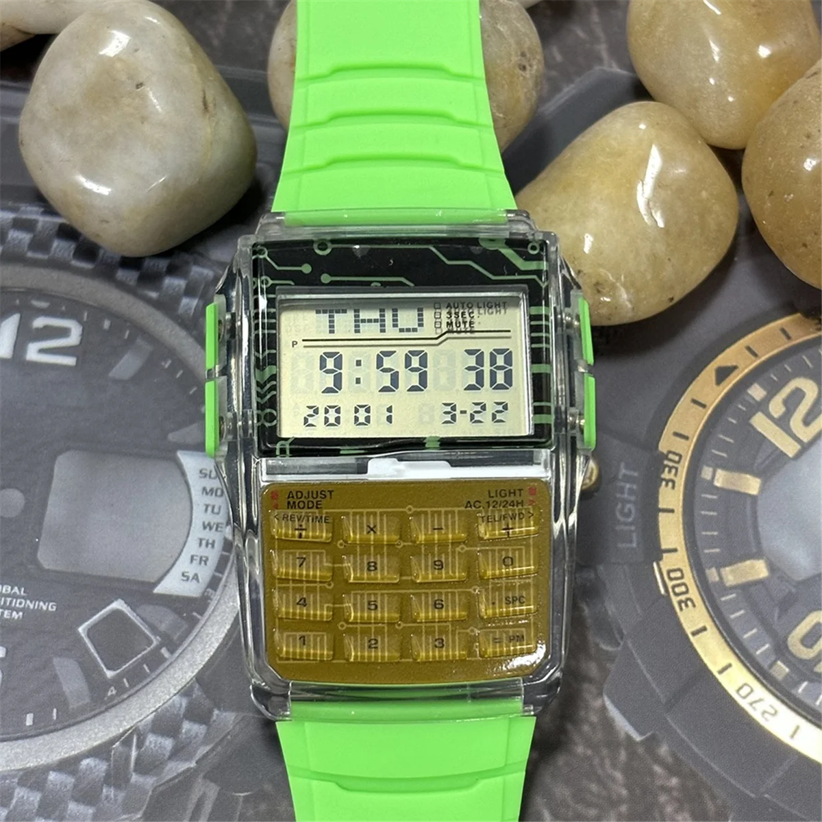 

ABVS Multi-Function Calculator Electronic Watch That Can Record Phone Numbers Waterproof Comfortable Wear-Resistant Luminous