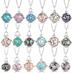 Trend Flower Necklace Painting Personality Aromatherapy Diffuser Mexico Chime Woman Perfume Lockets Music Ball Caller Pendant