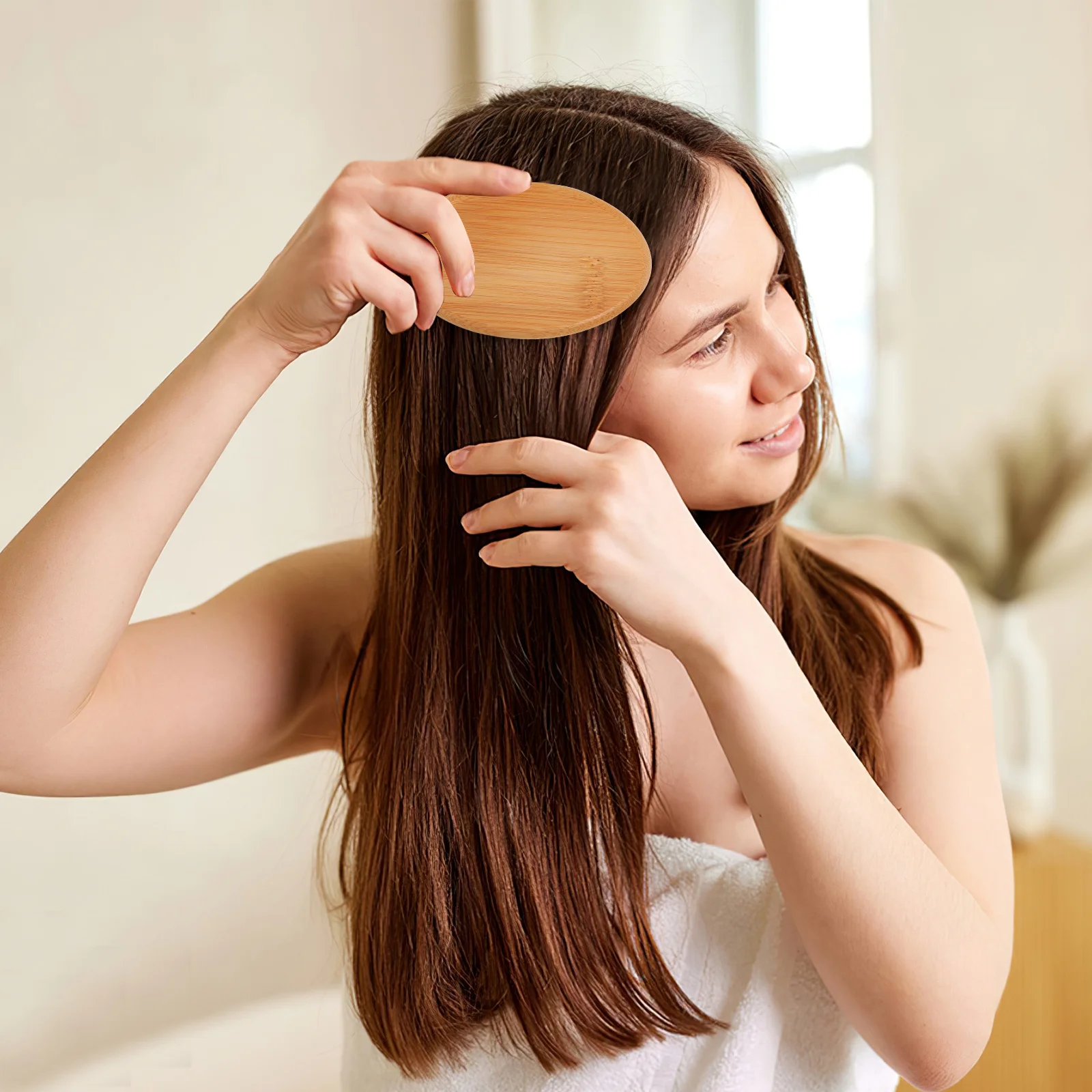 

Bamboo Scalp Massage Comb Detangler Hair Brush Safe Material for All Hair Types Travel Home Use Styling Aid Smooth Detangle