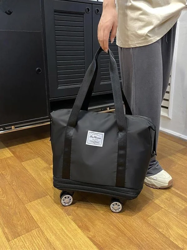 Large Capacity Travel Bag with Rolling Wheels Stackable Lightweight Pull Rod Bag Handheld Backpack Fashionable Trending Oxfor...