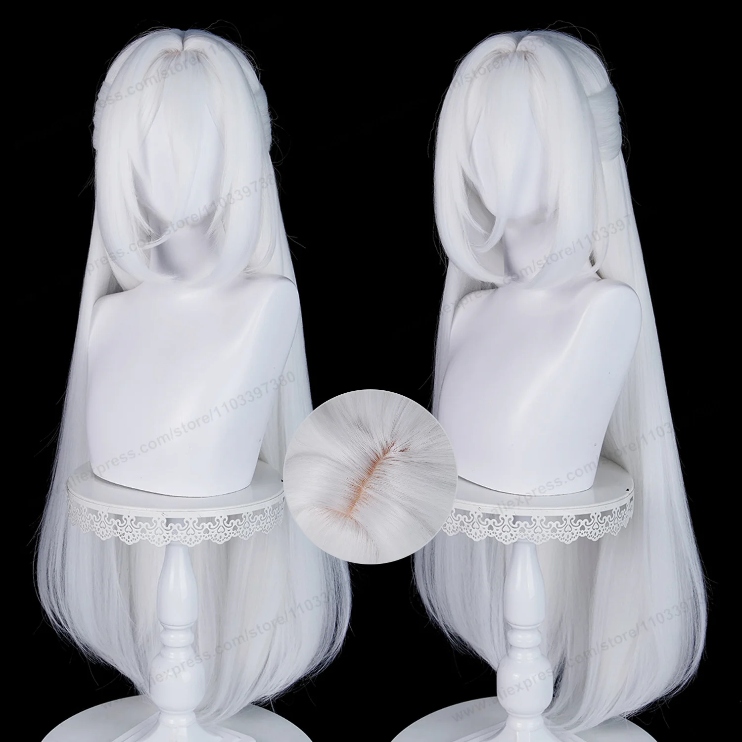 Kei Cosplay Wig 95cm Pure White Long Straight Woman Hair Anime Key Cosplay Wig Heat Resistant Puffy Yaki Synthetic Wigs