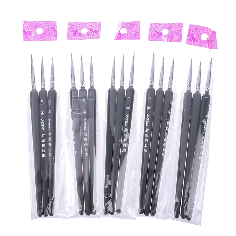 3pcs Brush 0/ 00/ 000 Wolf Hair Brushes Set for Detail Art Painting Miniature Acrylic Watercolor Oil Gouache Paint Brush Pen