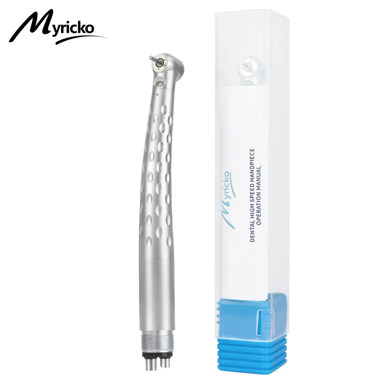 Myricko Dental LED High Speed Handpiece E-generator Integrated Standard Head Push Button 3 Water Spray 2/4 Hole B2 M4 Air Turbin