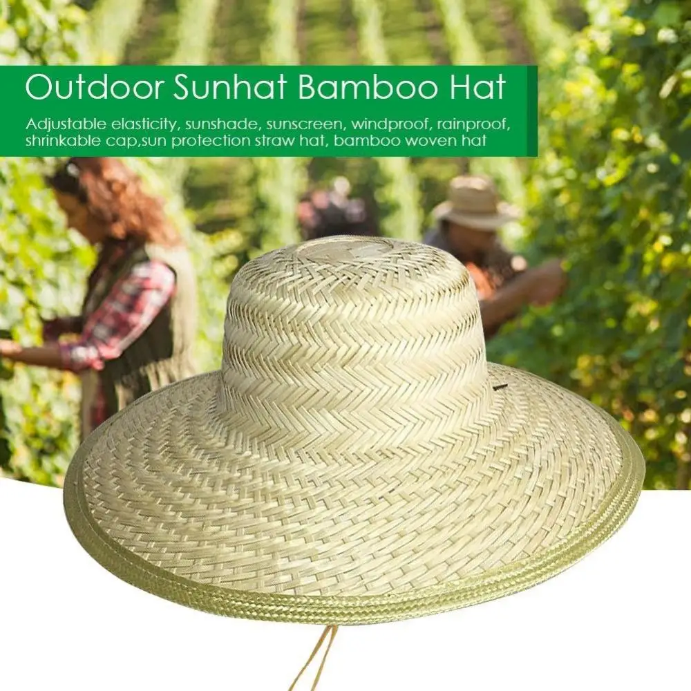 Men Women Bamboo Weave Summer Outdoor Sun Wide Brim Straw Hat Male Outdoor Fishing Beach Caps Sunscreen Panama Hats