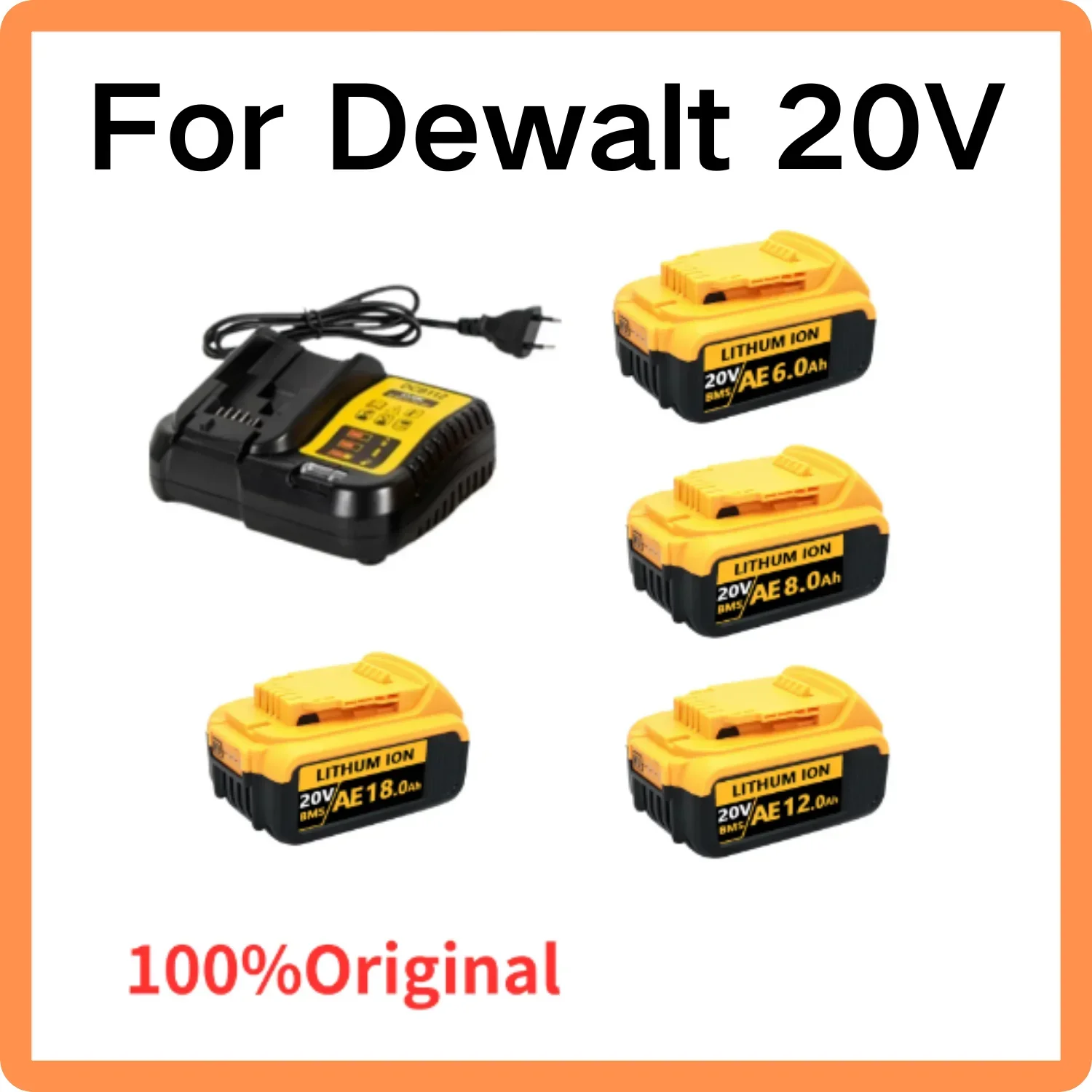 For DEWEI 20V 18000mAh Rechargeable Power Tools Battery with LED Li-ion Replacement DCB205 DCB204-2 DCB206