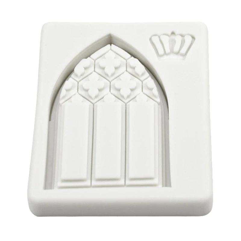 DIY Handmade Silicone Fondant Mold Crown Window Shape Chocolate Sugar Craft Paste Mold DIY Candle Resin Crafts Durable L21A