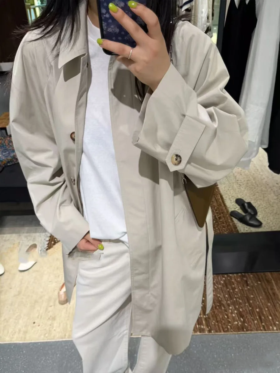 New Autumn/winter Cotton Mid-length Trench Coat