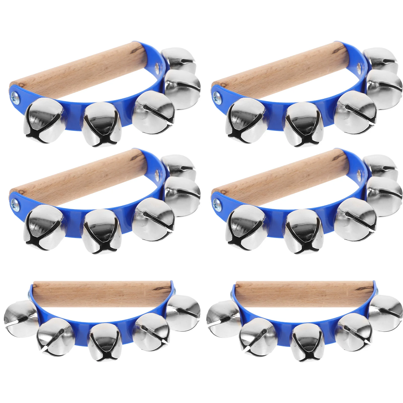 

6 Pcs Hand Bells Musical Instrument Adult Portable Wood Tambourines Party Percussion Shaking Bells Toys