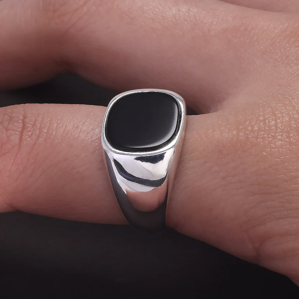 SAAD Sterling Silver Onyx Ring 約19mm S7cfeaf25087141b09dba667956e92
