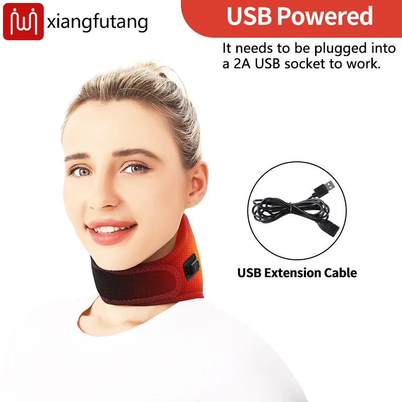 Electric Heating Massager Neck Support 3 Vibration Massage Neck Heated Support Brace Winter Warmer Wrap for Neck Pain Relief