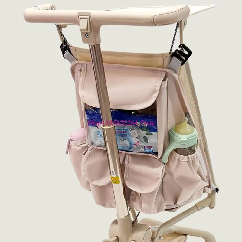  Universal Strollers Hanging Bag Water Resistant Fabric Multi Compartment Organiser Case For Diapers Toy