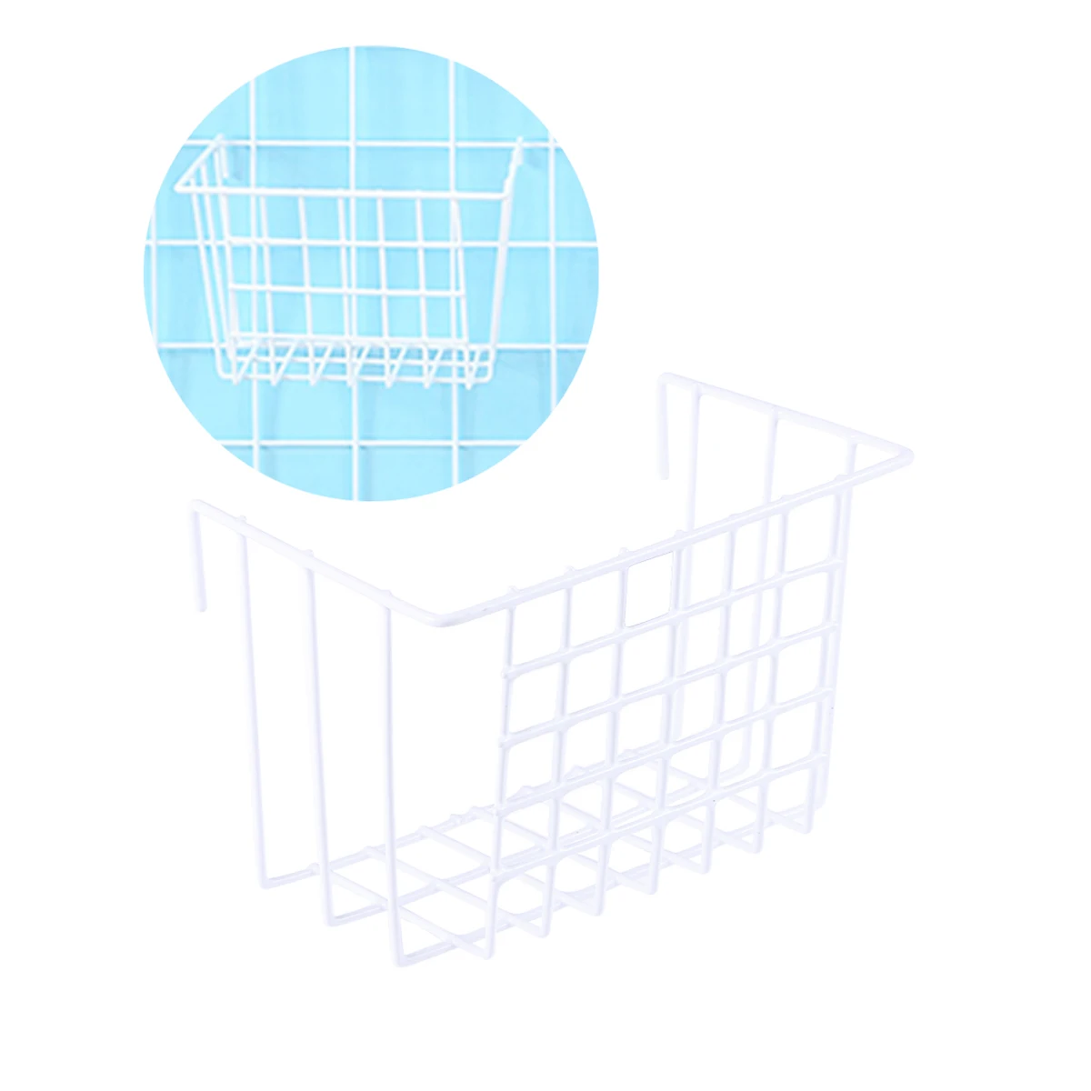 

White Wire Mesh Storage Basket Baskets Rack Grill Camping Cookware Shelf Picnic Stove Side Hanging Holder Grid